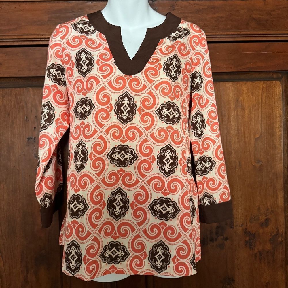 Women's Vineyard Vines Silk Blend Coral Tunic Top Size S